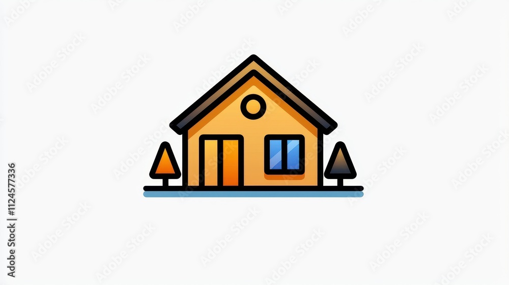 Cozy and Charming Illustrated Yellow House Surrounded by Trees Cozy and Charming Illustrated Yellow House Surrounded by Trees