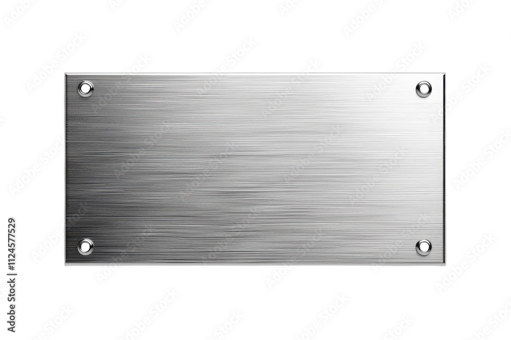 Elegant Brushed Silver Finish Blank Metal Nameplate Isolated for Customization and Branding Use Elegant Brushed Silver Finish Blank Metal Nameplate Isolated for Customization and Branding Use