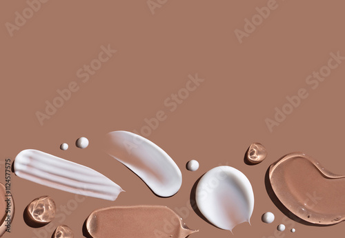 samples of cosmetic care products smear of cream texture