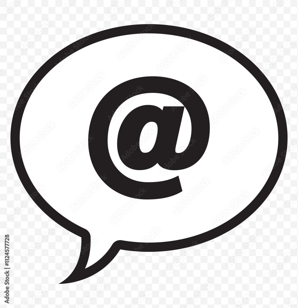 Mention or At Symbol in Notification Icon. eps 10. Mention or At Symbol in Notification Icon. eps 10.