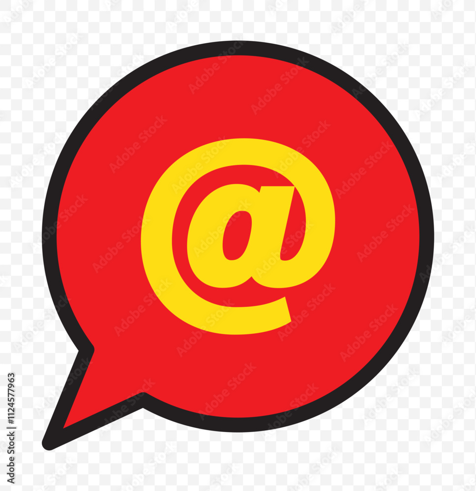 Mention or At Symbol in Notification Icon. eps 10. Mention or At Symbol in Notification Icon. eps 10.