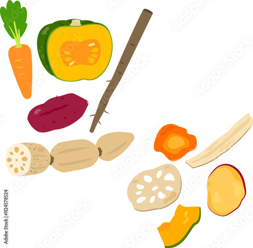 いろいろな野菜と野菜チップス