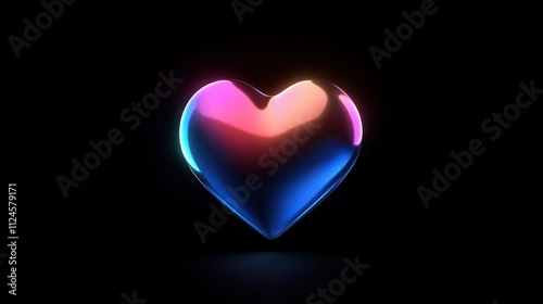 A glowing, multicolored heart shape against a black background, symbolizing love and affection with a vibrant, modern design.