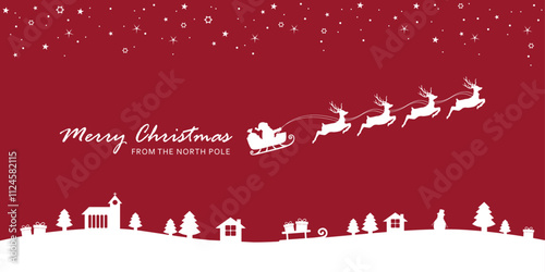 christmas banner santa claus in a sleigh with reindeer vector illustration