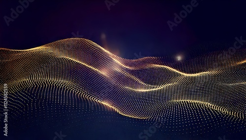 Abstract Particles Wavy Dots Background Banner, 3D Illustration