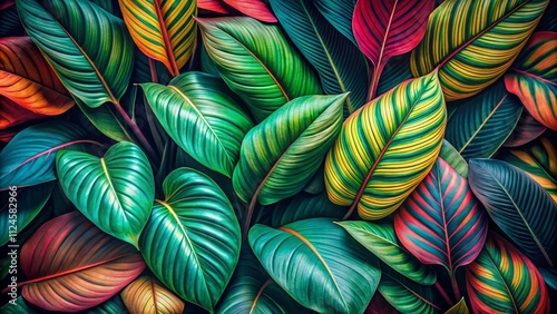 Wallpaper Mural Abstract Tropical Leaves Pattern Art Illustration in Vibrant Colors - Botanical Leaves Design with Copy Space for Creative Projects and Visual Communication Torontodigital.ca
