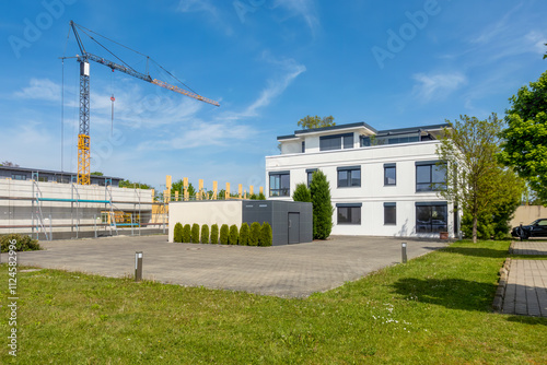 Modern sustainable commercial building in Augsburg Germany photo