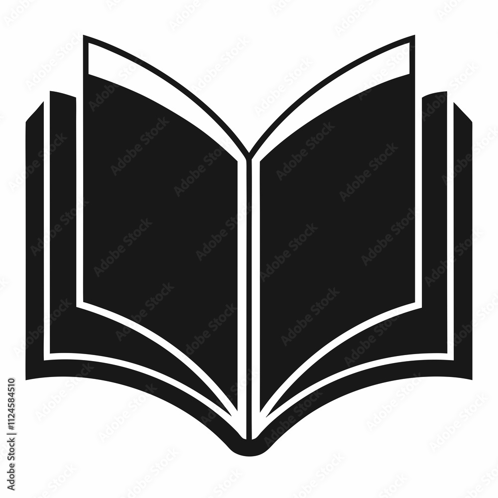 Black Silhouette of an Open Book - Vector Art Illustration Black Silhouette of an Open Book - Vector Art Illustration