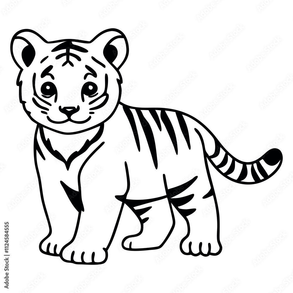 Tiger cub silhouette vector style Tiger cub silhouette vector style