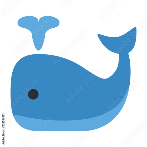 Spouting Whale Vector Icon - Friendly Cartoon-Styled Marine Mammal
