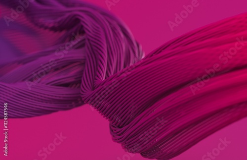 Close-up of red and purple woven ropes in an abstract design photo