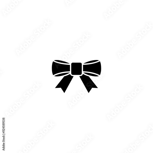 Bow icon, Black bow icon, Gift Bow icon vector silhouette, Decorative bows elegant ribbon for birthday present boxes packaging. Xmas fashion wrapping decoration collection holiday vector flat isolated