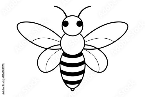 Simple Honeybee Vector Line Art Design