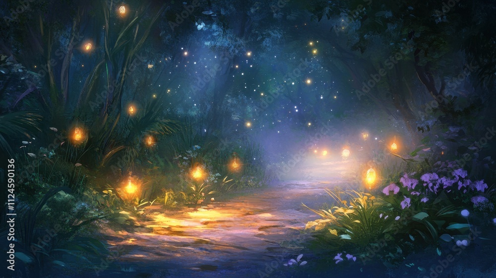 Enchanted Woodland Path in the Moonlight Enchanted Woodland Path in the Moonlight