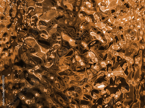 Fototapeta Naklejka Na Ścianę i Meble -  Rippled water bronze copper stainless steel sheet for wall panel, 3D ripple stainless steel for decoration purposes.