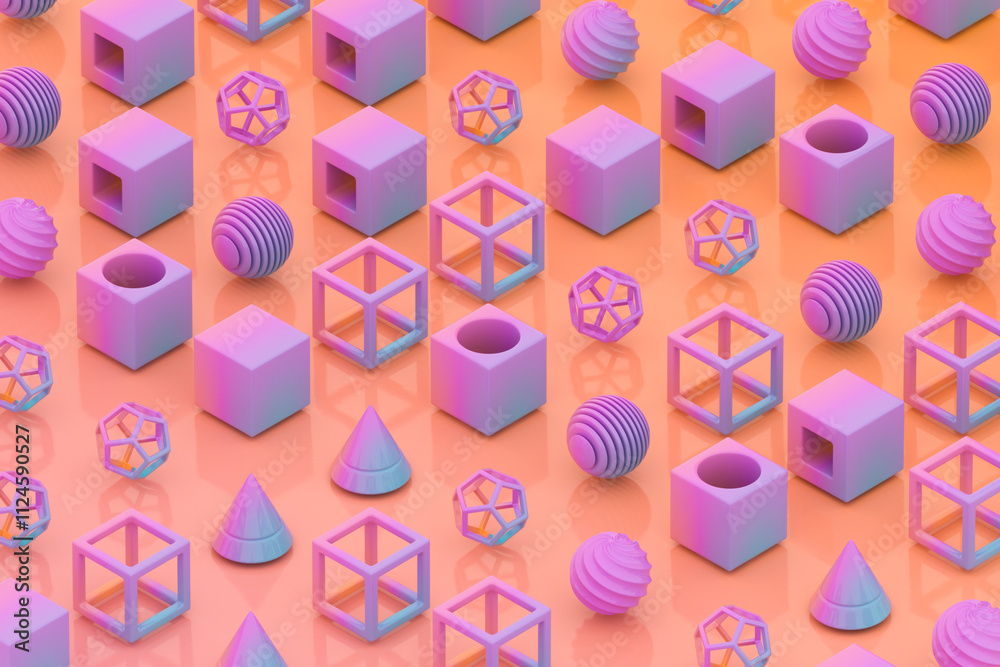 Colorful geometric shapes arranged in a repeating pattern. Colorful geometric shapes arranged in a repeating pattern.