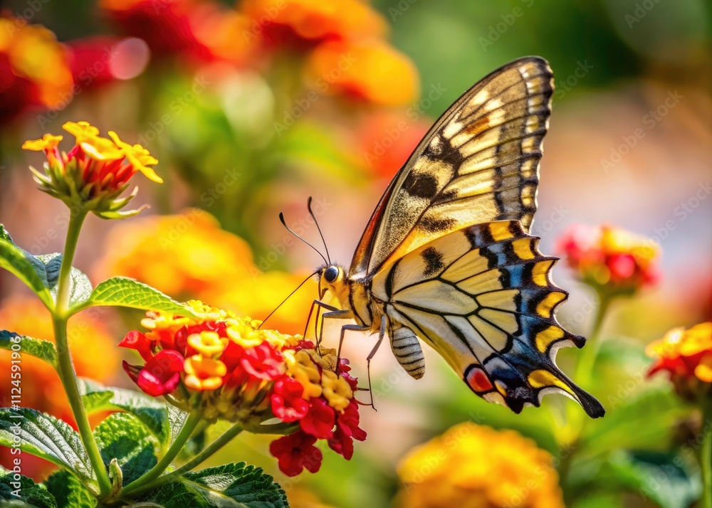 Tilt-Shift Butterfly on Lantana: Cyclades, Greece - Swallowtail Insect Macro Photography