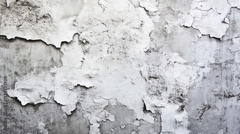 Fototapeta premium A close-up of a weathered, peeling white wall, showcasing texture and decay.