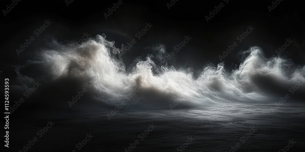 Fog on Dark Concrete Floor Abstract Background with Neon Light Smoke and Shadows Fog on Dark Concrete Floor Abstract Background with Neon Light Smoke and Shadows