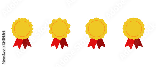 Medal ribbon icon in flat design. Gold award badge sign symbol