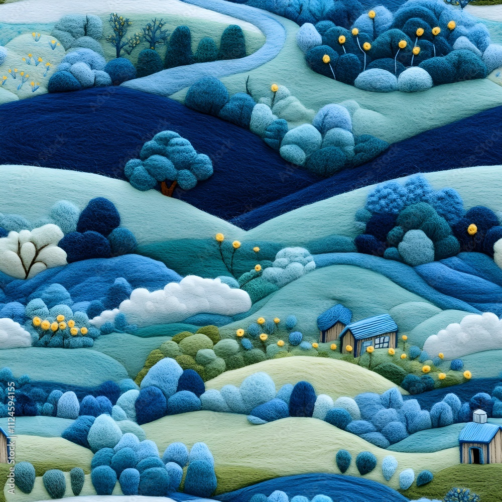 Obraz premium Seamless felted landscape pattern