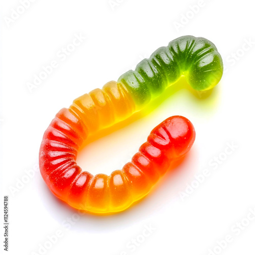 Gummy worm candy isolated on white background. photo