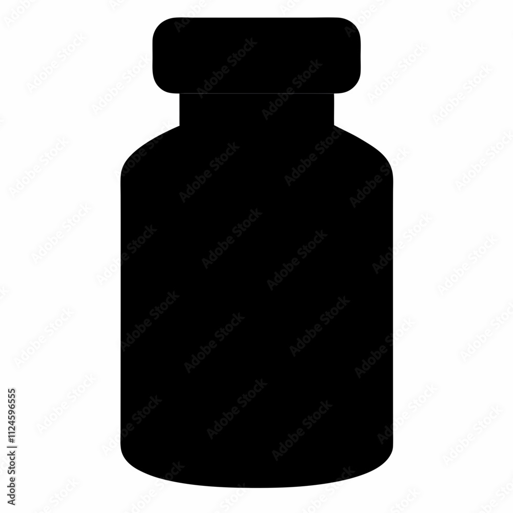 Black Silhouette of Medicine Bottle Vector Art Illustration Black Silhouette of Medicine Bottle Vector Art Illustration