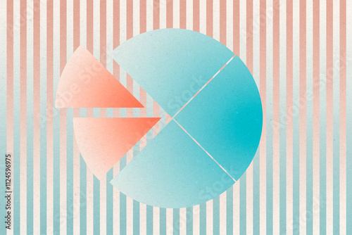 Retro geometric illustration with a divided sphere and stripes. photo