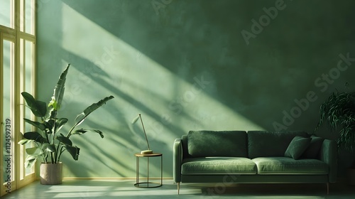 modern green scandinavian interior background