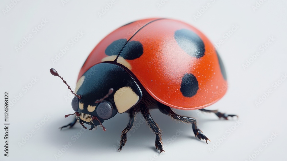 Vibrant Ladybug on a Minimalistic Background with Glossy Finish and Detailed Features Vibrant Ladybug on a Minimalistic Background with Glossy Finish and Detailed Features