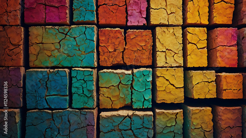 Stacked blocks of breaking patterns through light and darkness, representing mental health and emotional well-being stages