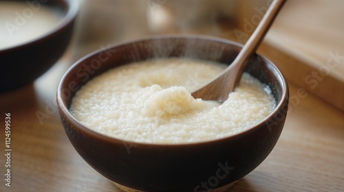 Creamy millet porridge served in a bowl