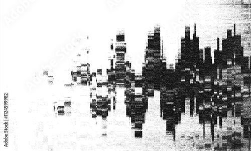 Glitch background. VHS grunge texture with noise effect and pixelation. Analog video digital errors. Retro pixel backdrop. Vector illustration.