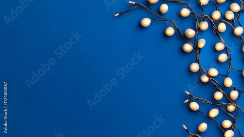 Blue background with a bunch of white lights on it