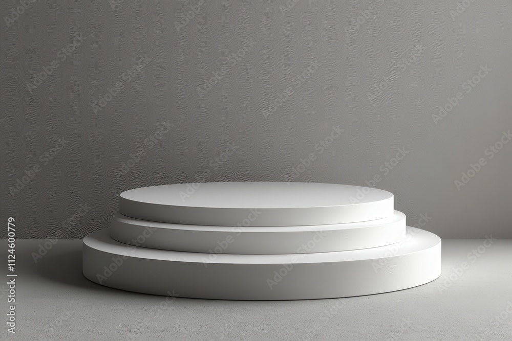 A minimalistic white podium set against a gray wall, ideal for presentations or displays. A minimalistic white podium set against a gray wall, ideal for presentations or displays.