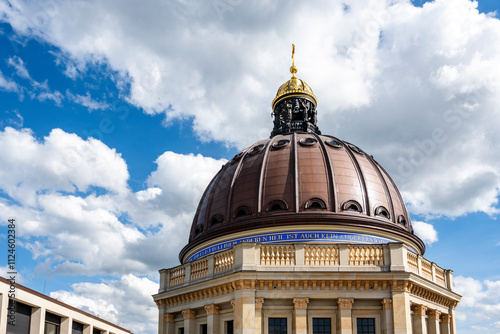 The Humboldt Forum dome in Berlin on a sunny day with a blue sky and clouds. photo