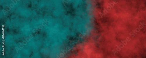 A striking contrast of fiery red and deep teal evoking energy and intensity.
