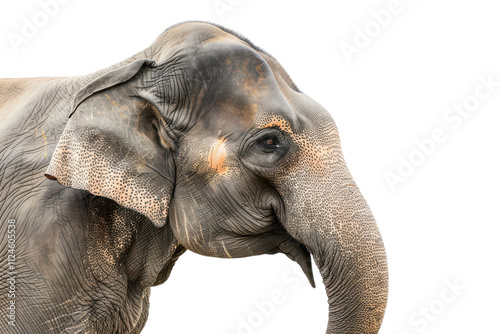 Hyperrealistic Side Profile of an Asian Elephant Capturing the Majesty of Wildlife for Art and Educational Uses photo