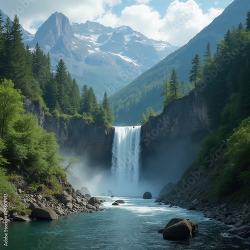 Majestic Mountain Waterfall