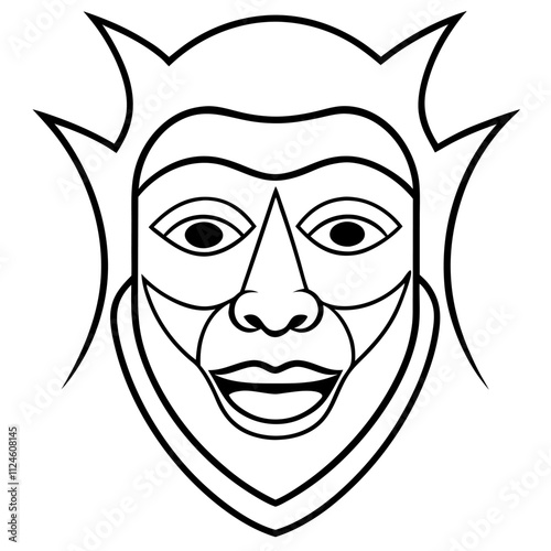 person with a mask line art icon sign silhouette vector illustration on white background
