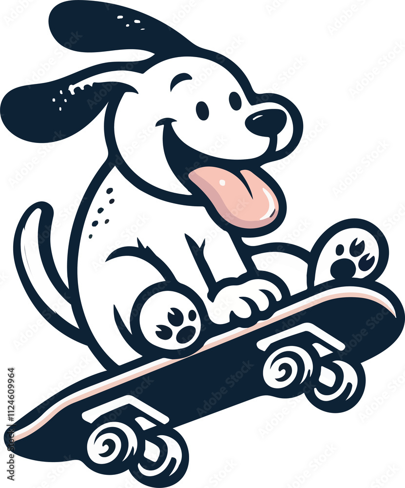 Playful Cartoon Dog on a Skateboard Playful Cartoon Dog on a Skateboard