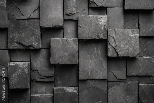 A textured arrangement of dark slate tiles creating a modern, stylish background.