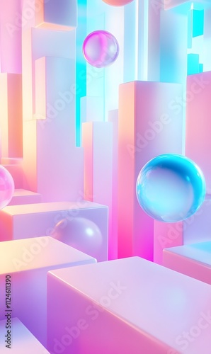 Hologram 3D wallpaper flat design,generation AI