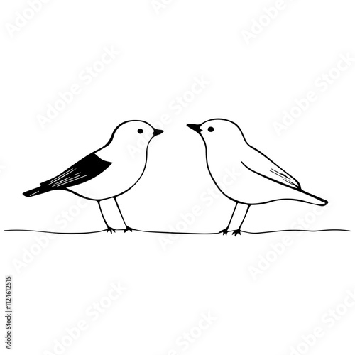 two birds on a branch, couple of love birds vector illustration keywords