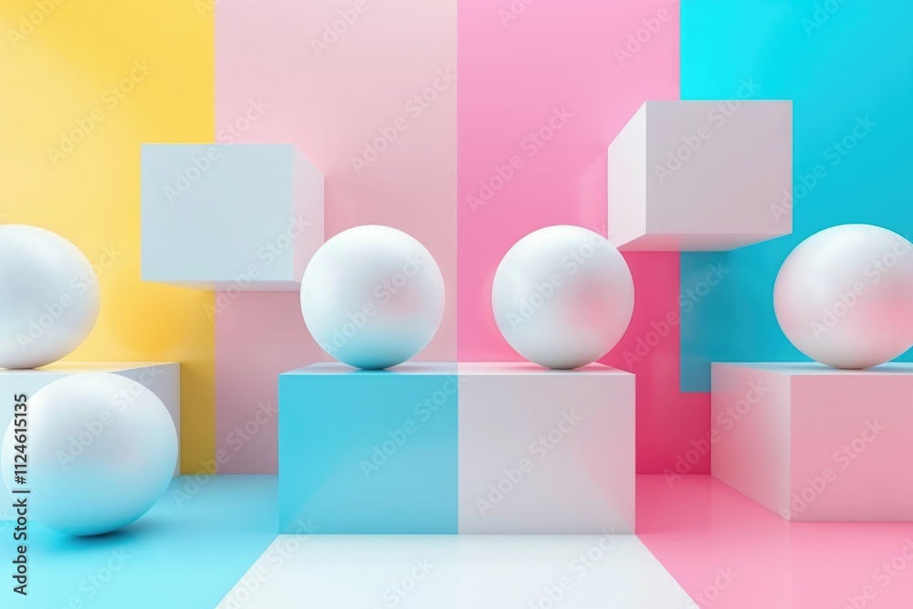 Pink blue white and yellow 3d geometric pastel background Pink blue white and yellow 3d geometric pastel background