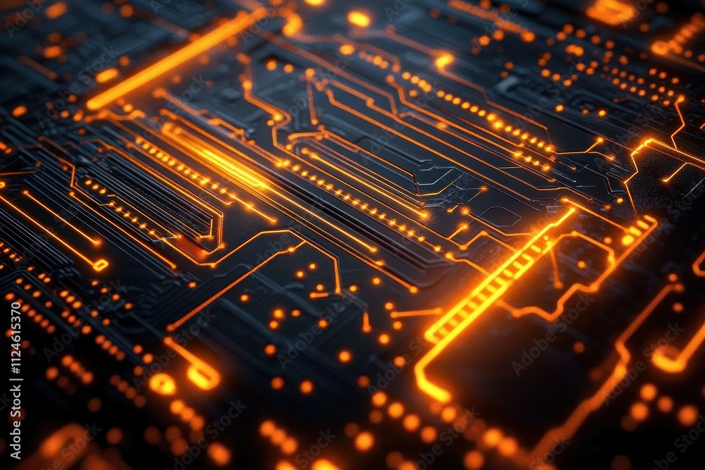 intricate circuit board close-up warm glow abstract patterns intricate circuit board close-up warm glow abstract patterns