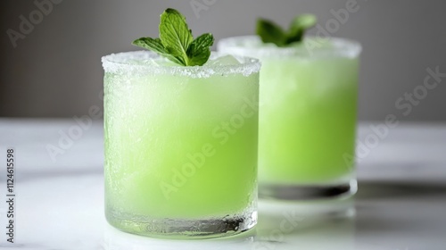 Refreshing green cocktail recipe home bar drink modern kitchen close-up beverage inspiration