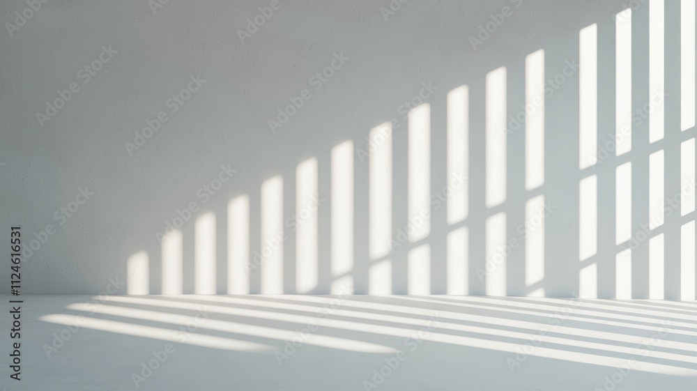 Light Gray Room Interior with Window Light Stripes Shadow Abstract Background Light Gray Room Interior with Window Light Stripes Shadow Abstract Background