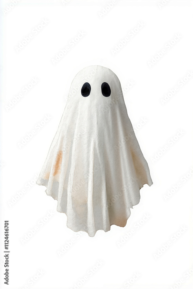 A white ghost with black eyes on a white background A white ghost with black eyes on a white background
