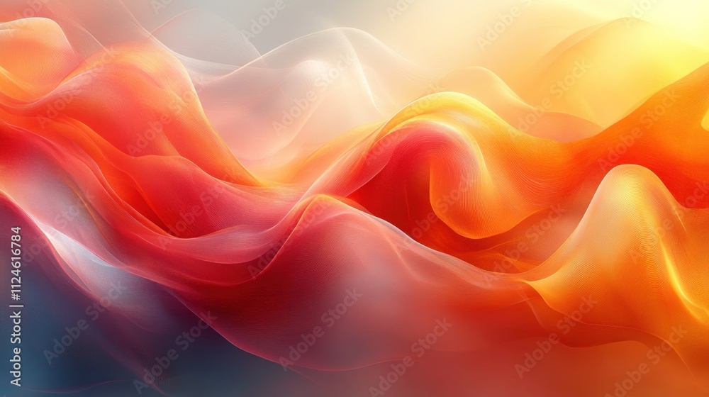 Obraz premium Abstract waves of color blending in warm hues.